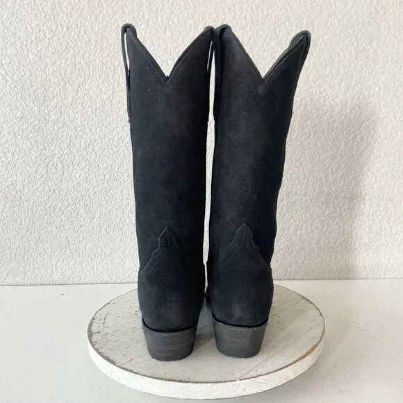 Black Suede Heeled Boots - Picture 3 of 14